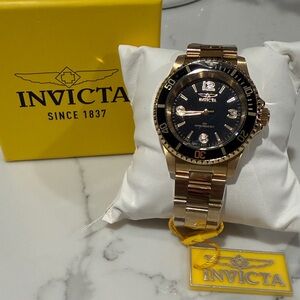 Invicta Rose Gold and Black Diver-Style Watch